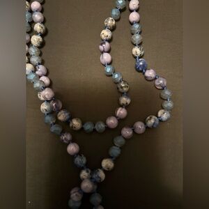 Elegant Beaded Necklace - Blue and Purple